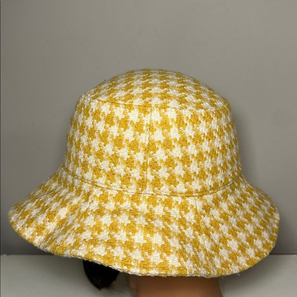 San Diego Hat Company Accessories - San Diego Hat Co Yellow and White wool Houndstooth floppy Bucket Hat